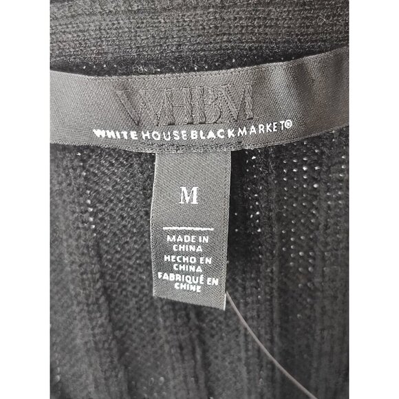 WHBM Women's  LS Mixed Rib Vnk Tunic Black Knit Size M - Picture 3 of 10